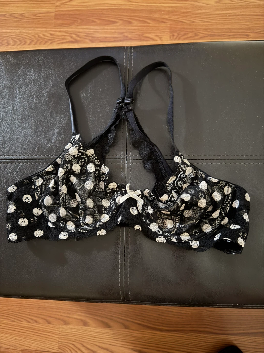 Black & White Polka Dot Lace Bra 🧡