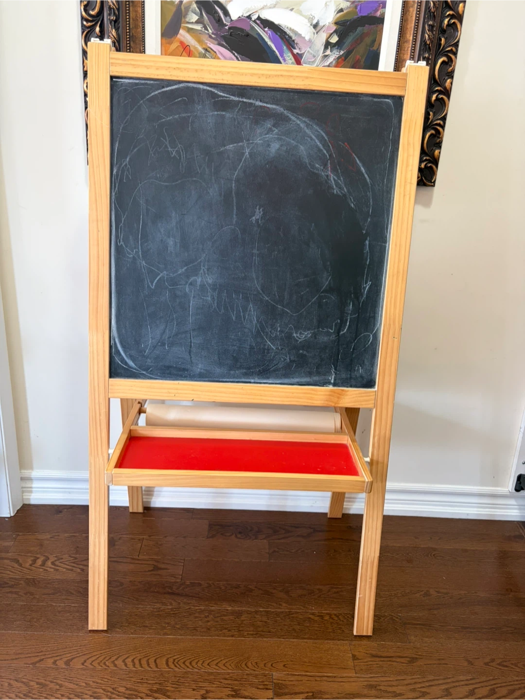 Wooden Double-Sided Easel with Paper Roll