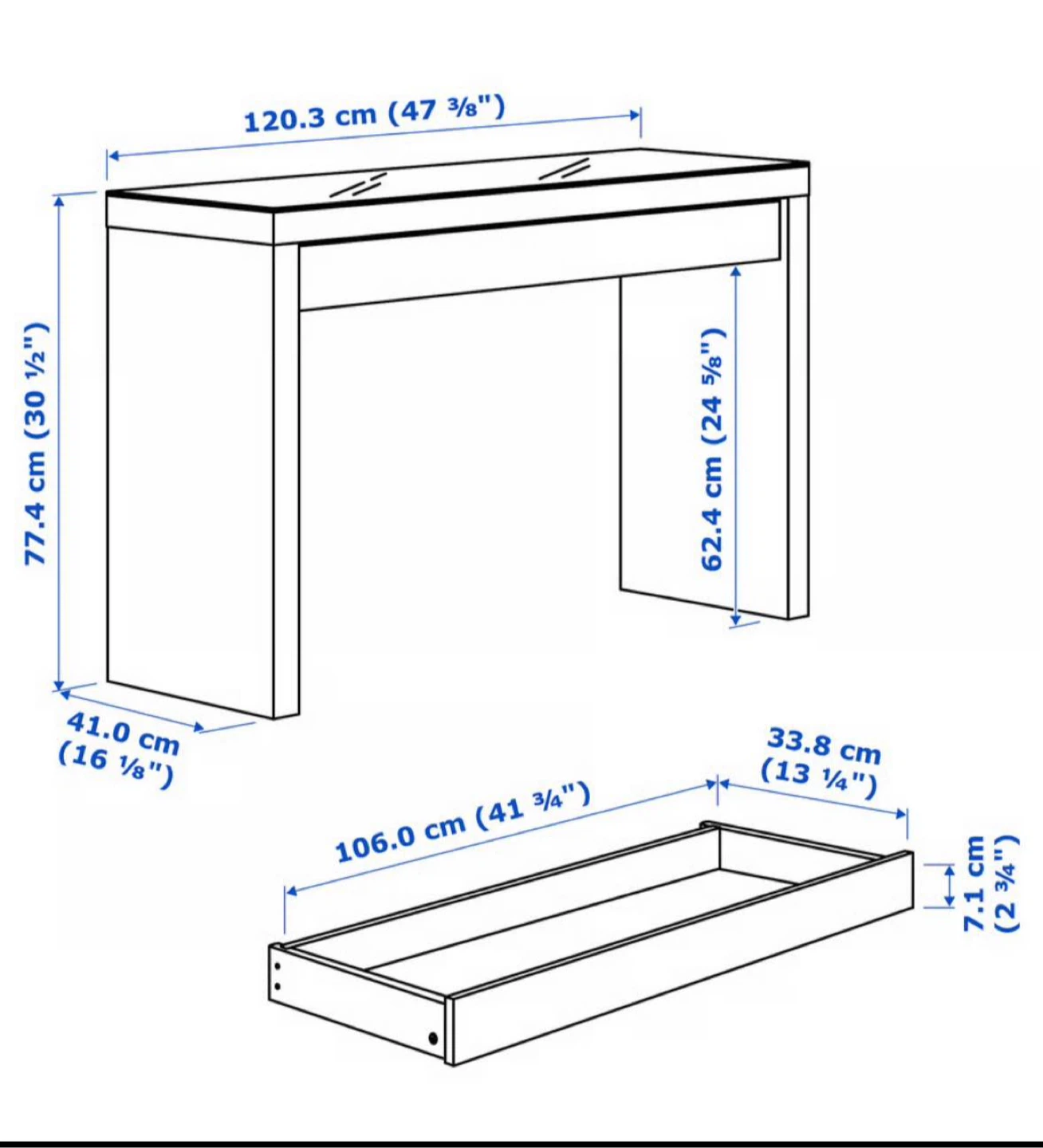 White Console Table with Drawer and Glass Top - photo 2