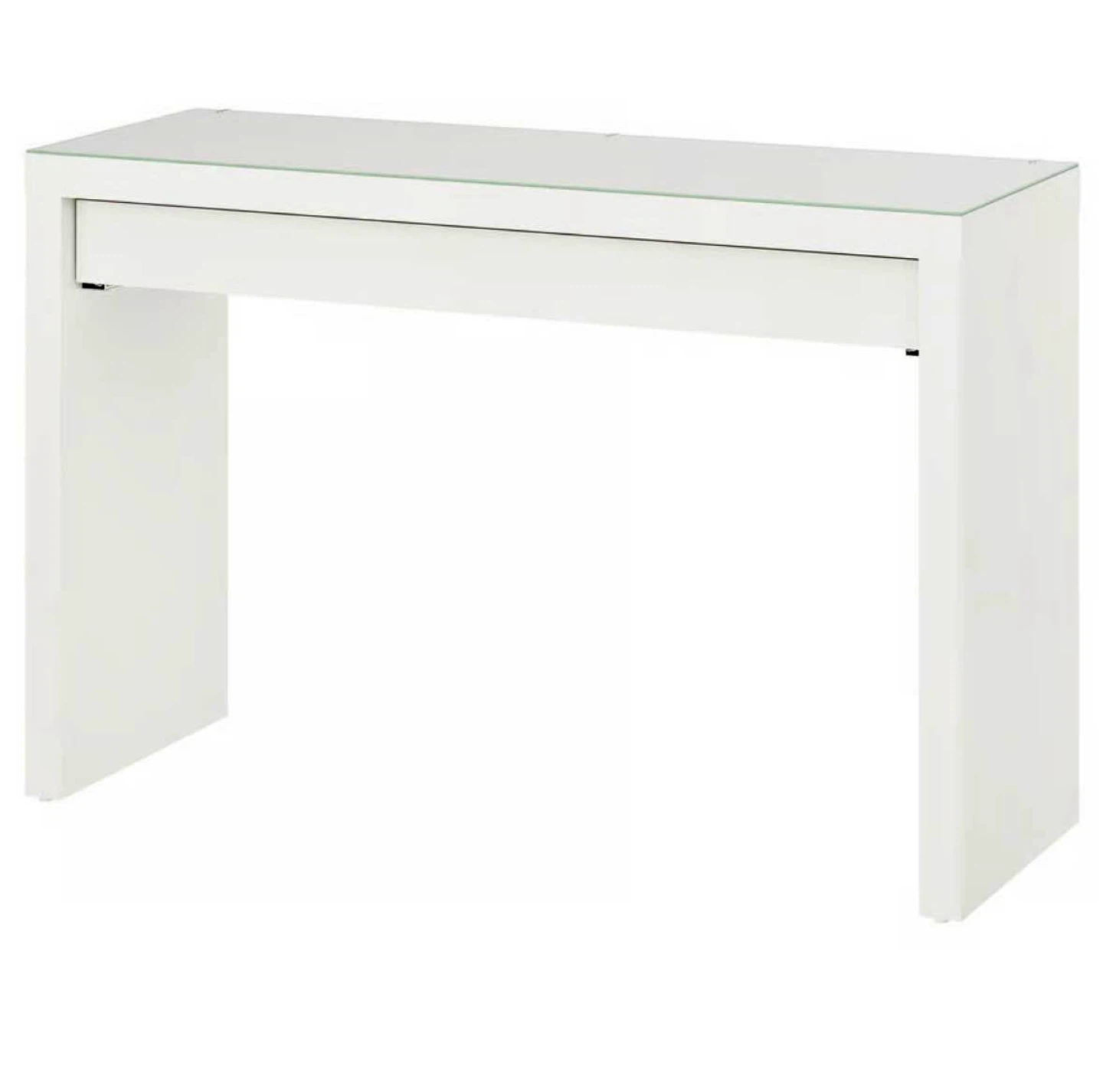 White Console Table with Drawer and Glass Top - photo 3