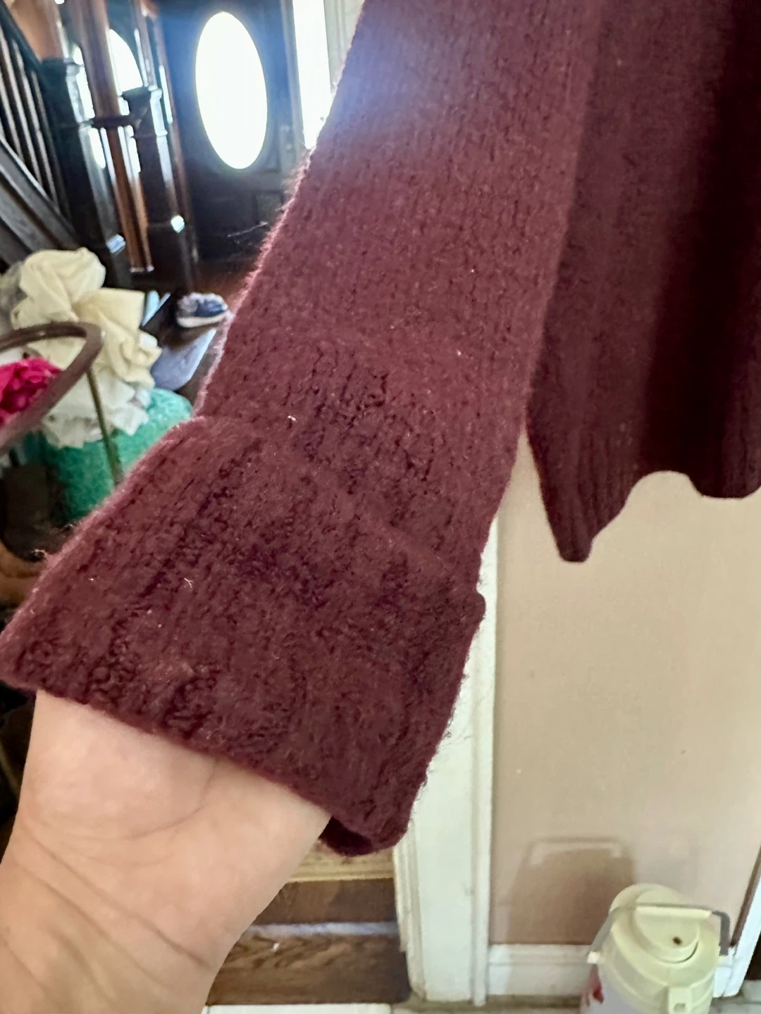 Express Burgundy Textured Crewneck Sweater XL - photo 5