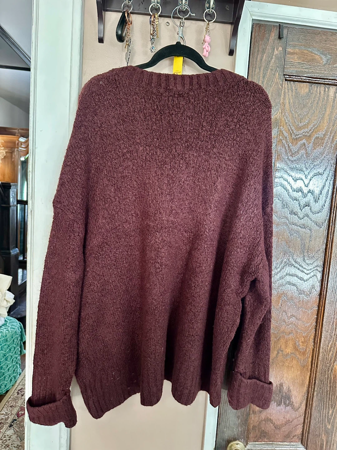 Express Burgundy Textured Crewneck Sweater XL - photo 4
