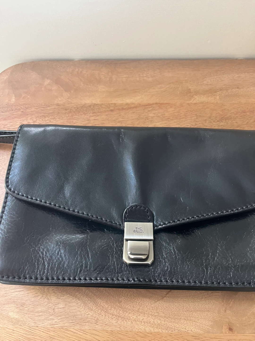 The Bridge Black Leather Clutch