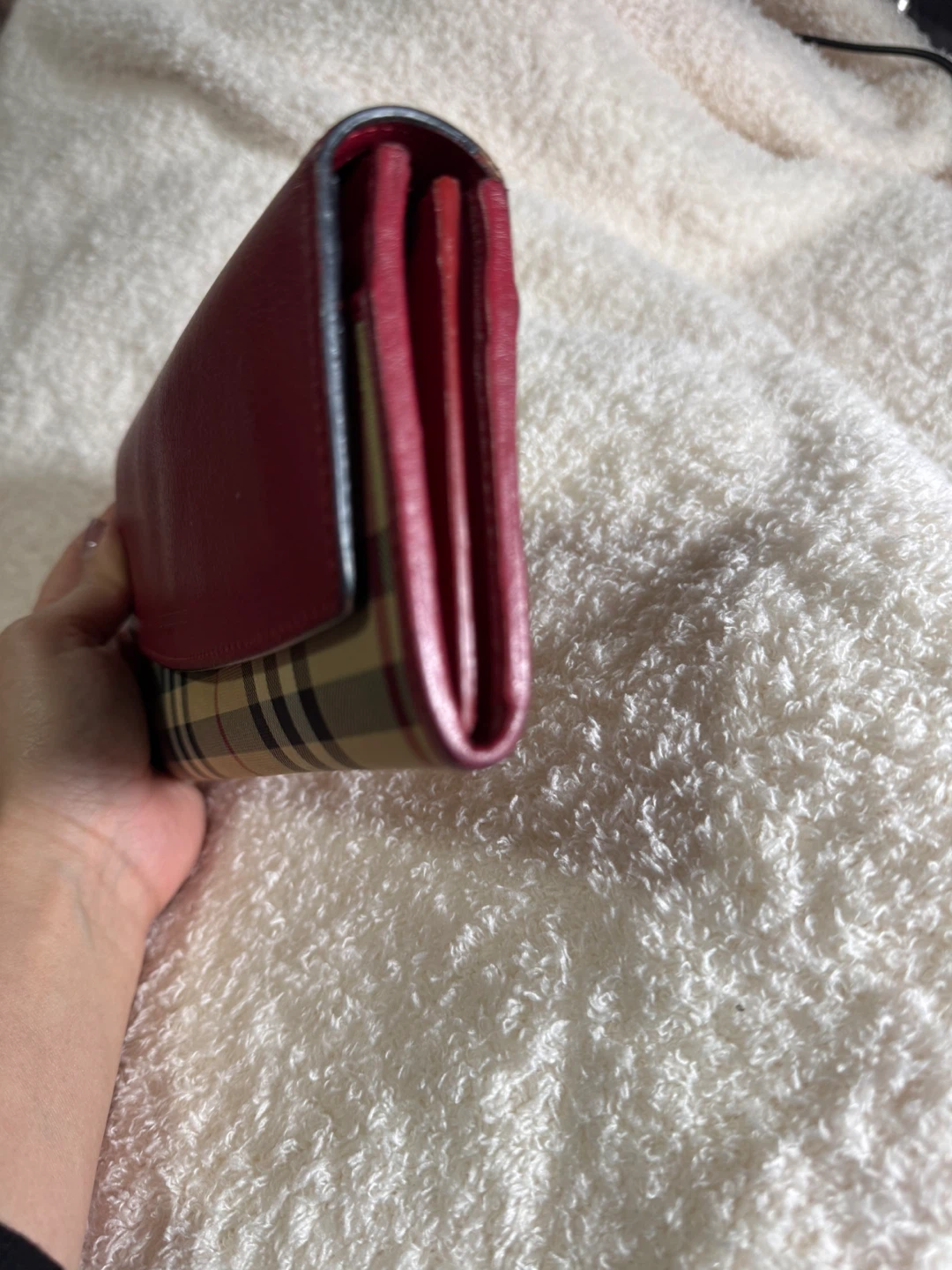 Burberry Haymarket Check Continental Wallet Red Leather - photo 3