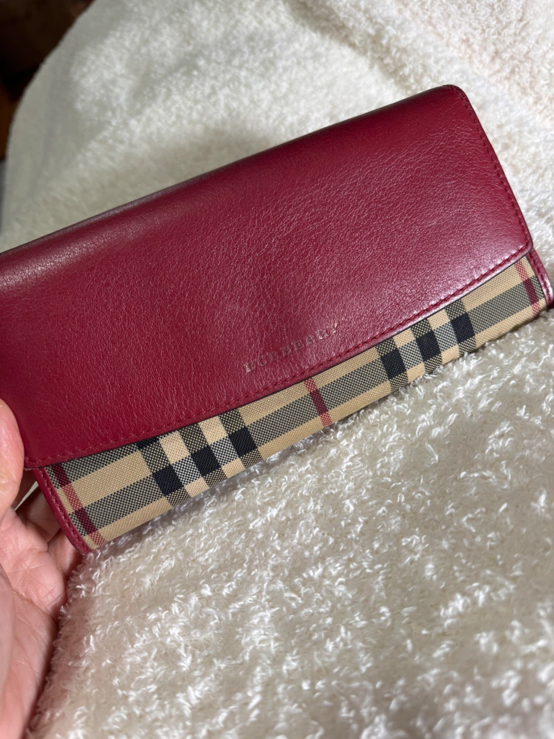 Burberry Haymarket Check Continental Wallet Red Leather - photo 5