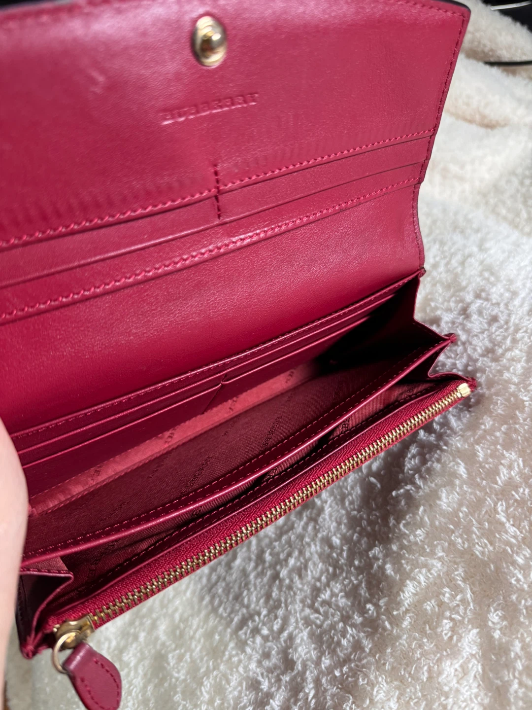 Burberry Haymarket Check Continental Wallet Red Leather - photo 4