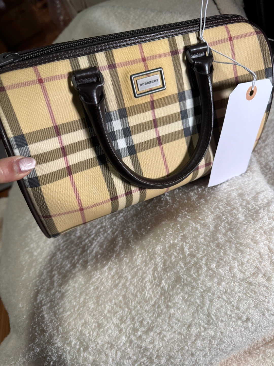 Burberry Haymarket Check Canvas Boston Bag