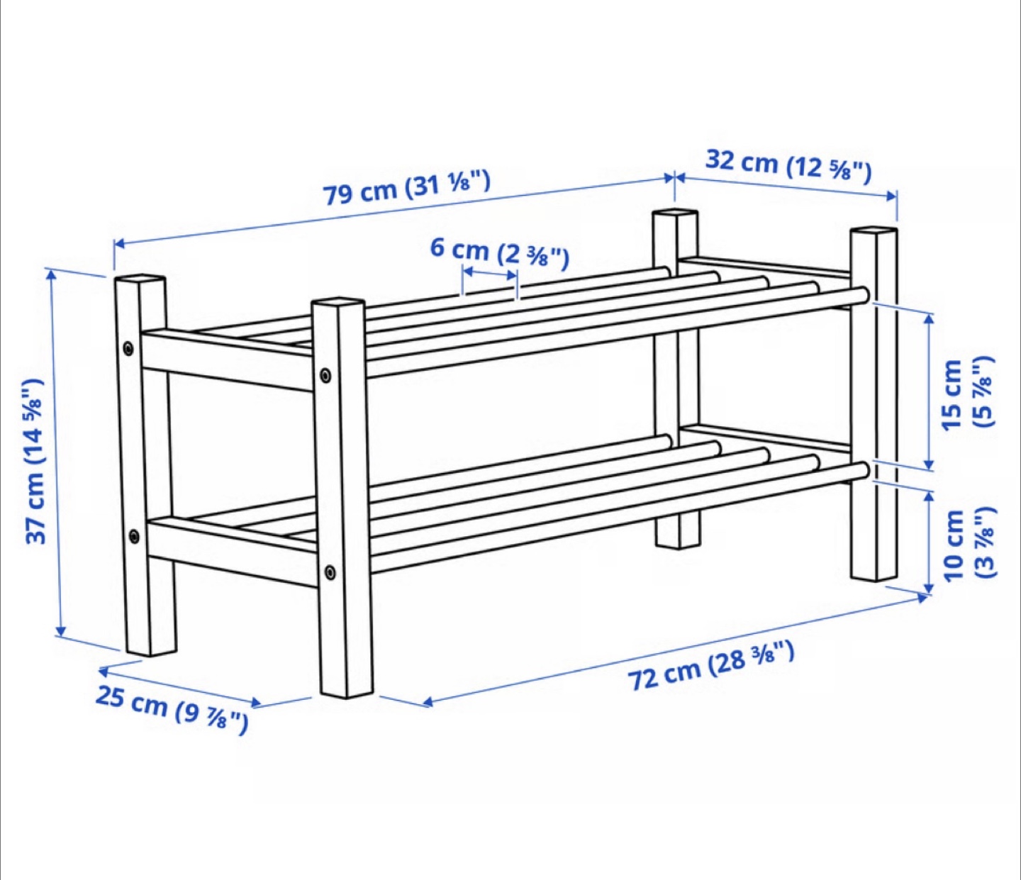 IKEA TJUSIG 2-Tier Shoe Rack - Black - photo 2