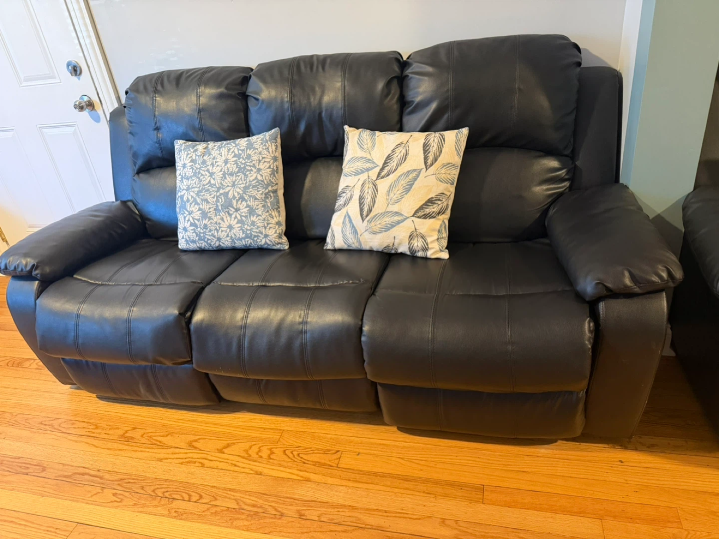 Black Faux Leather Reclining Sofa Set