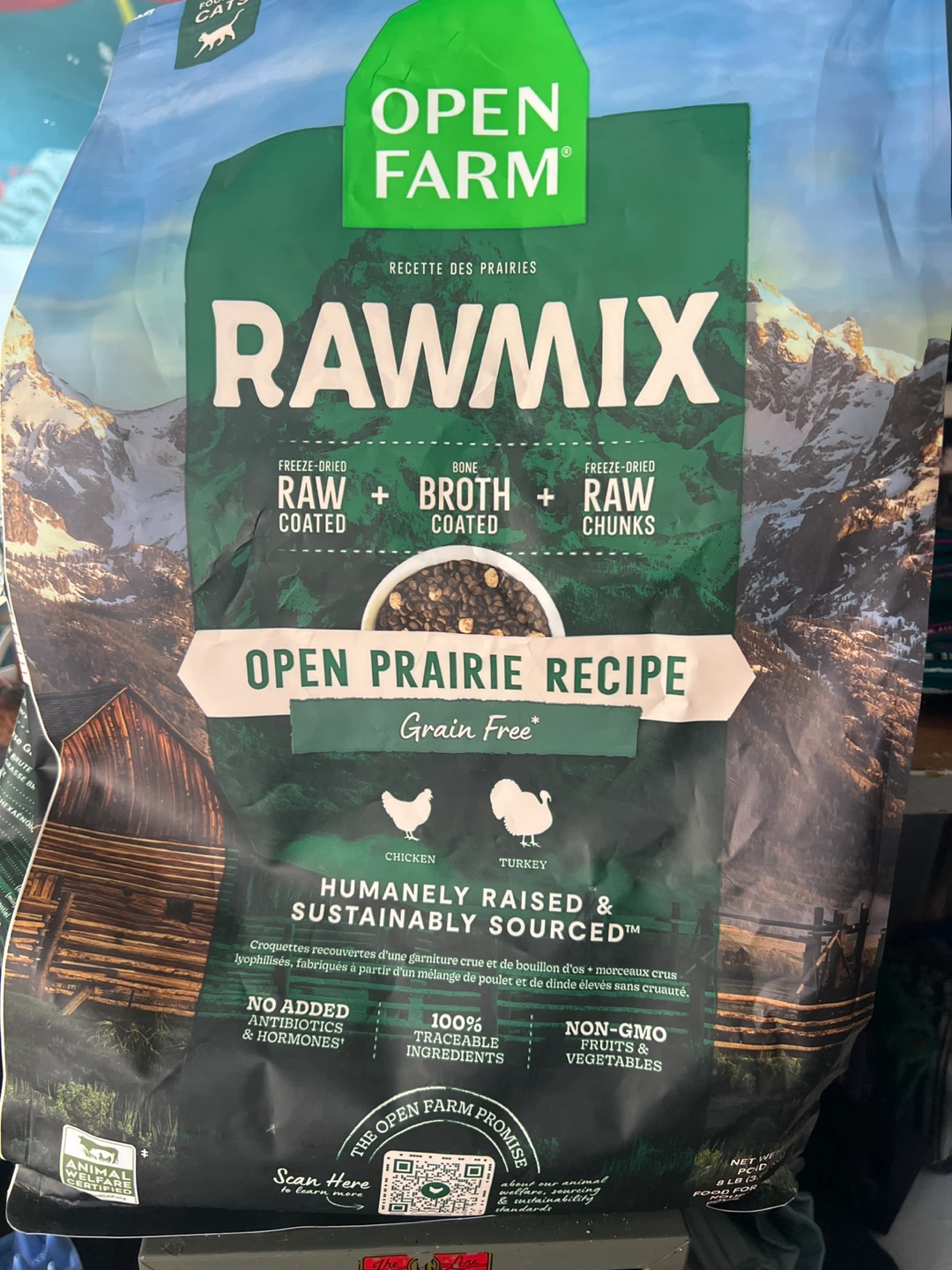 Open package 1/4 full —   Cat Food