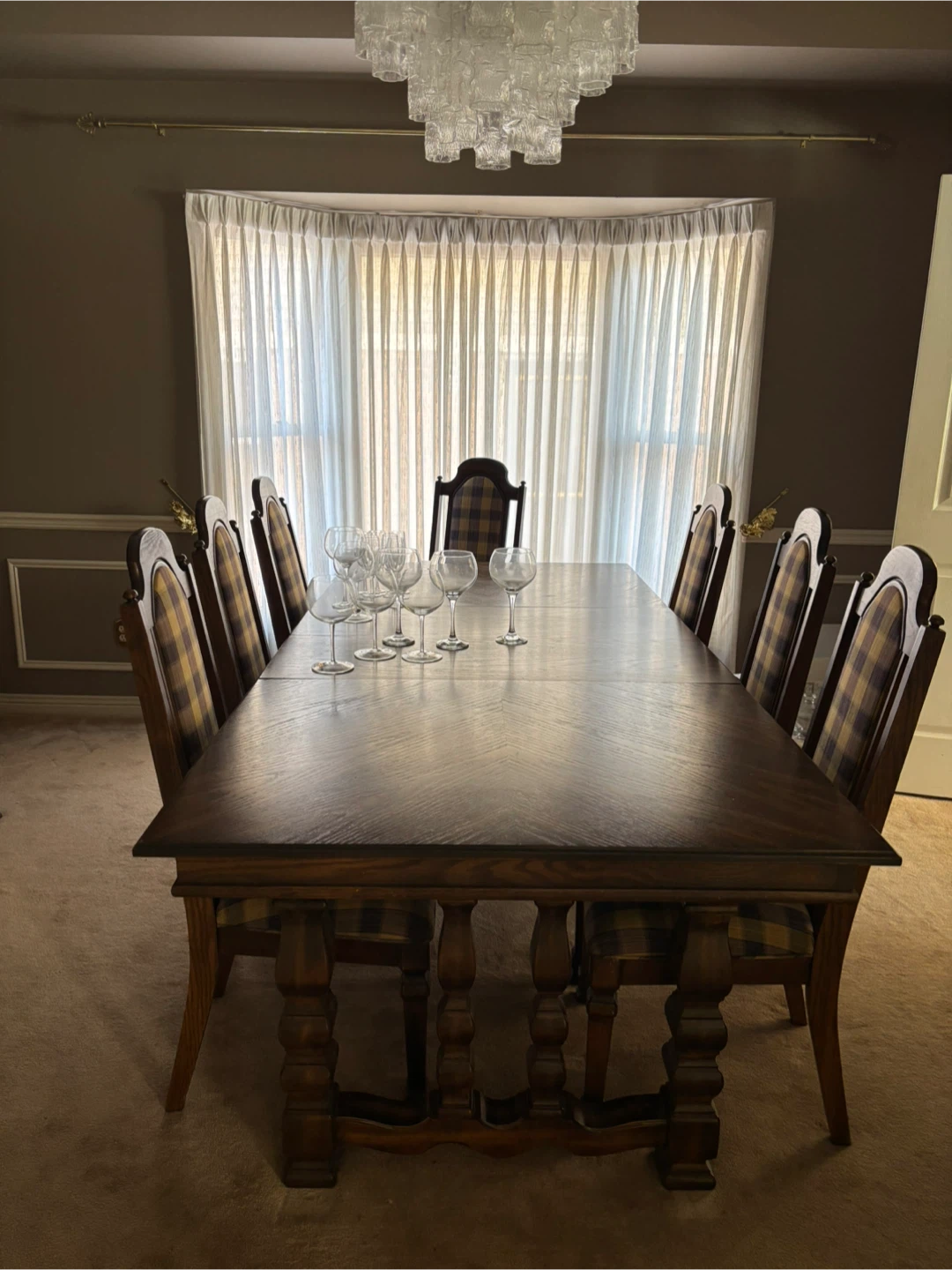 Wooden Dining Set with Hutch and Sideboard
