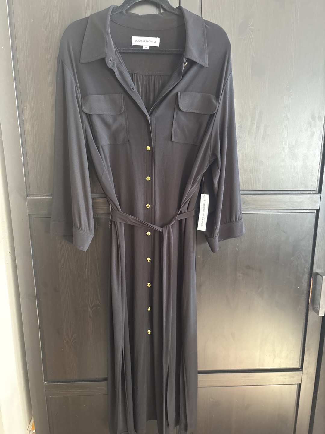 Emma & Michele Black Button-Up Maxi Dress 3X