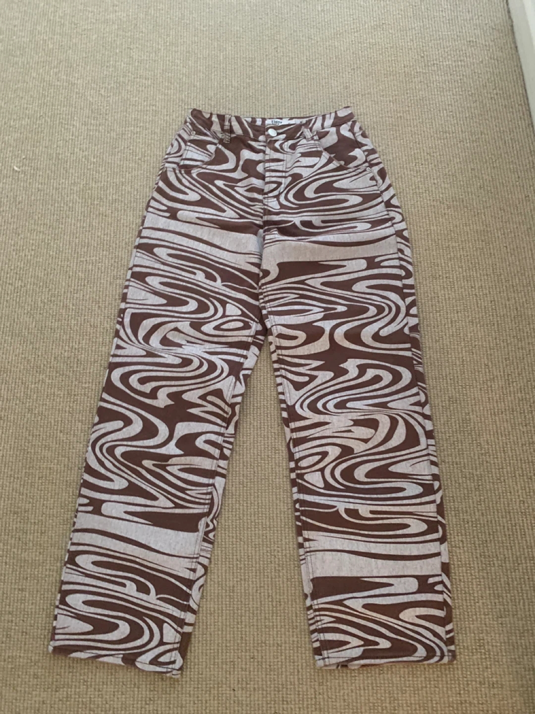 Tiger Mist Pants Size S - Brown Swirl Print