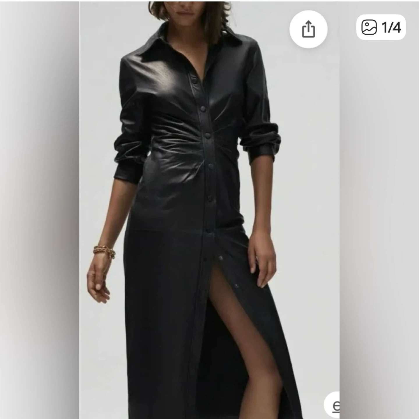 Zara Faux Leather Long Sleeve Dress - Black, US M
