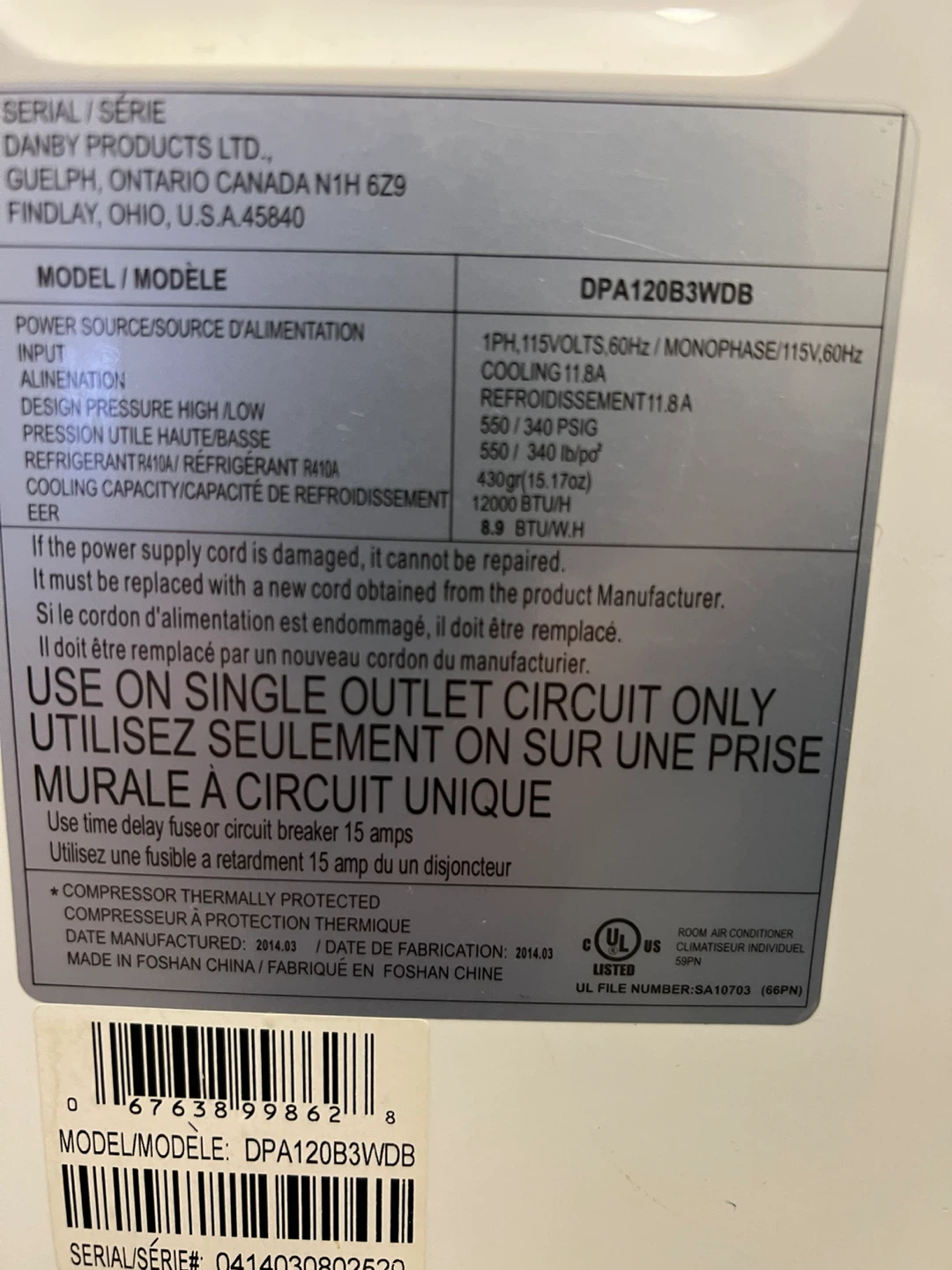 Danby DPA120B3WDB Portable Air Conditioner 12000 BTU - photo 3