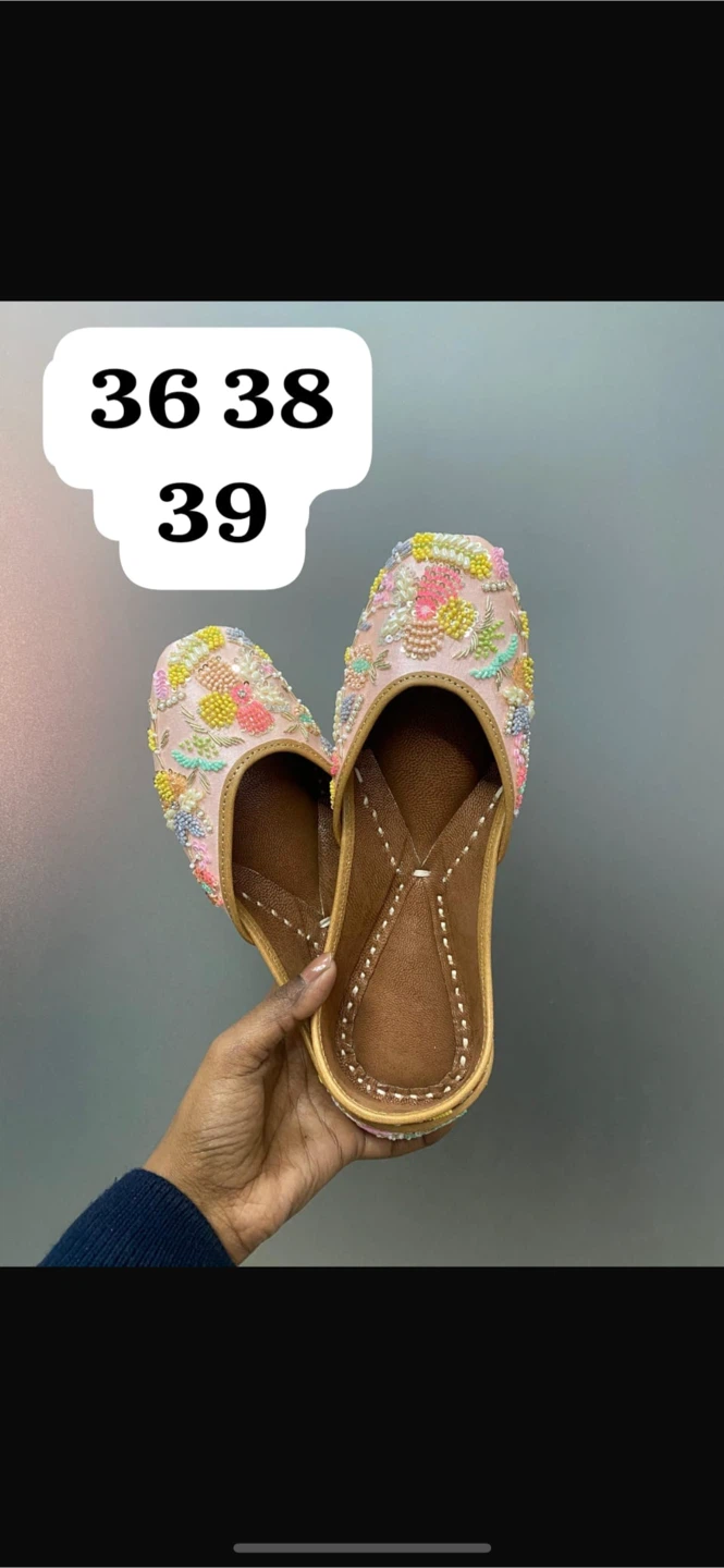Beaded Pink Jutti Style Flats - Sizes 36-39