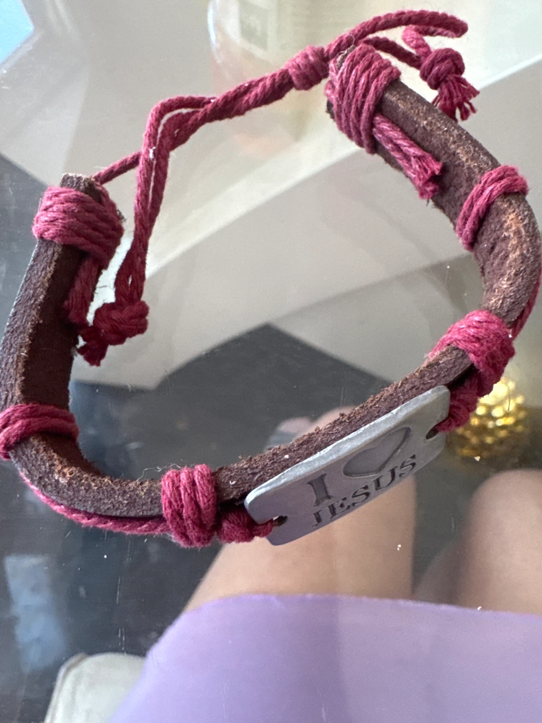 I Love Jesus Leather Bracelet