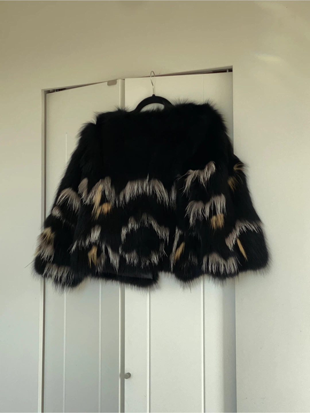 Black Fox Fur Jacket with Multi-Coloured Accents - photo 3