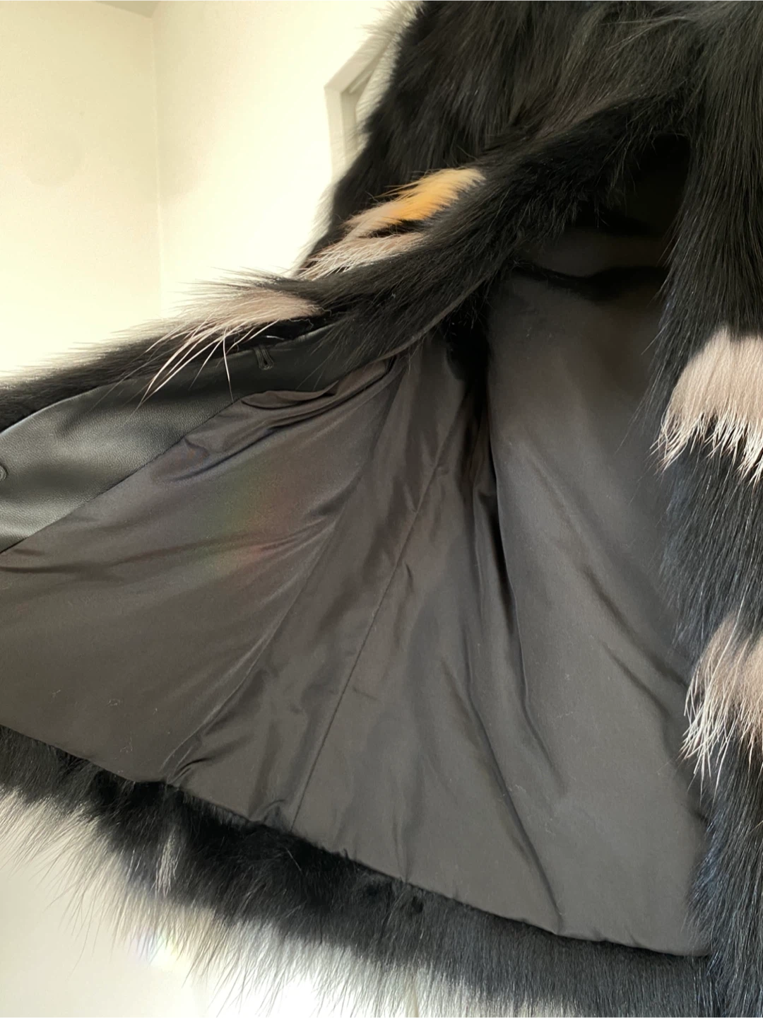 Black Fox Fur Jacket with Multi-Coloured Accents - photo 2