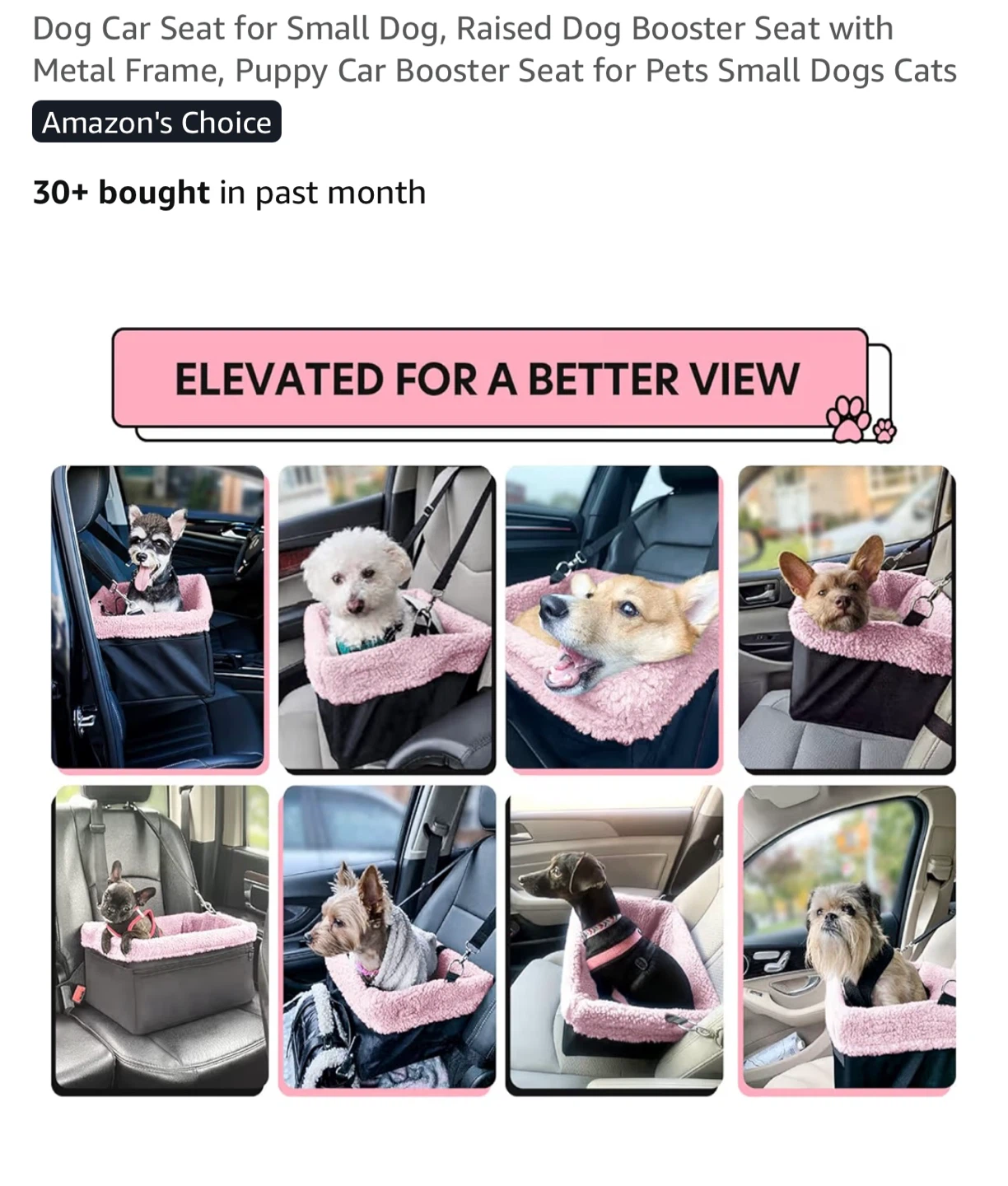 Dog Car Seat for Small Dogs - Pink Plush - photo 5