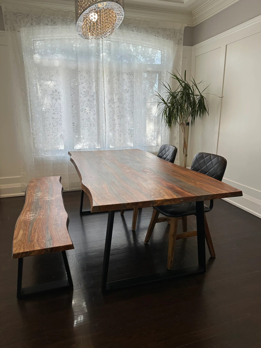 Live Edge Dining Table and Bench Set - photo 3