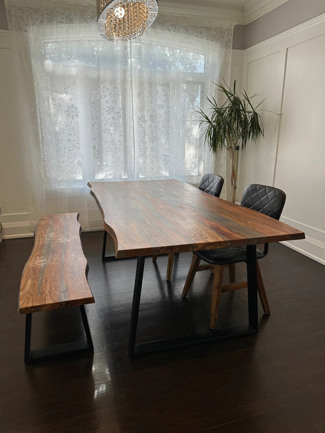 Live Edge Dining Table and Bench Set - photo 4