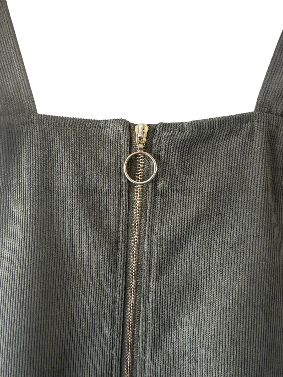Olive Green Corduroy Pinafore Dress - Size S - photo 3