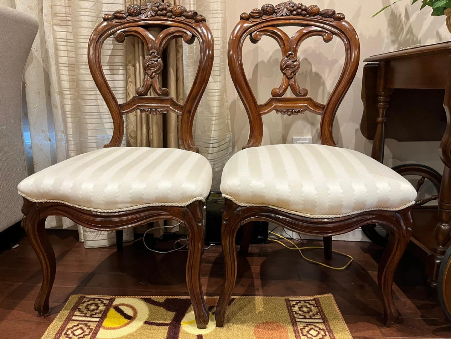 Pair of Ornate Wood Chairs