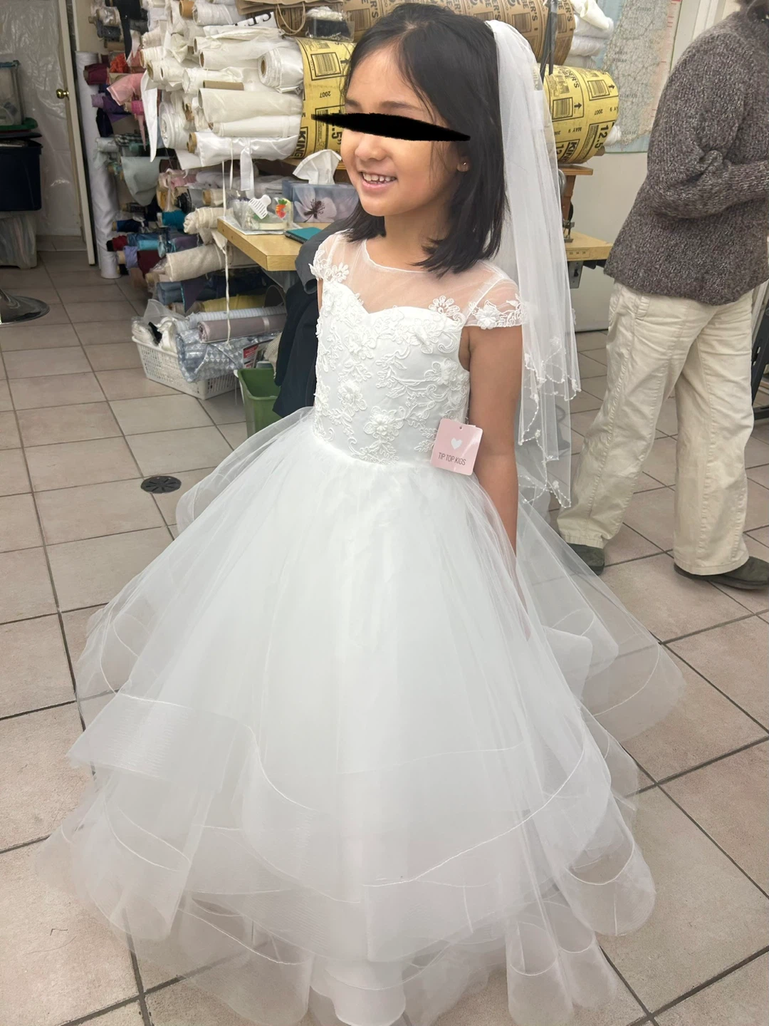 White Communion Dress /Flower Girl Dress with Veil - photo 3