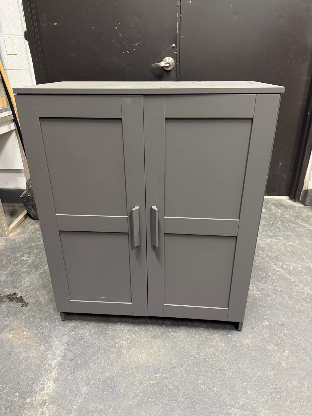 Grey Two-Door Cabinet with Shelves