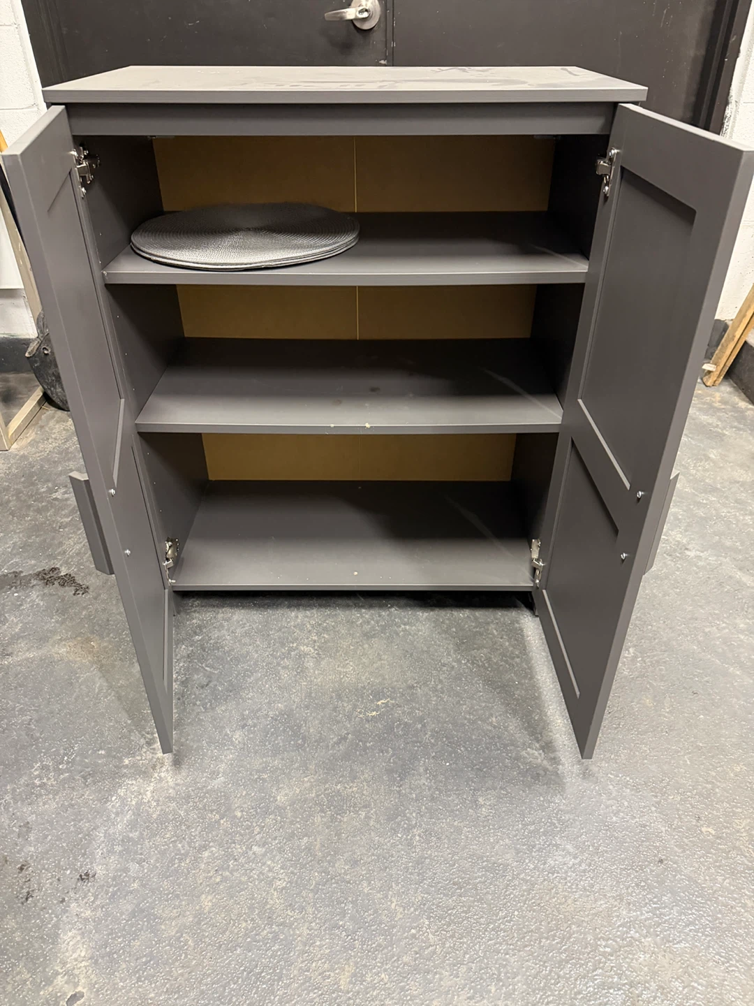 Grey Two-Door Cabinet with Shelves - photo 3