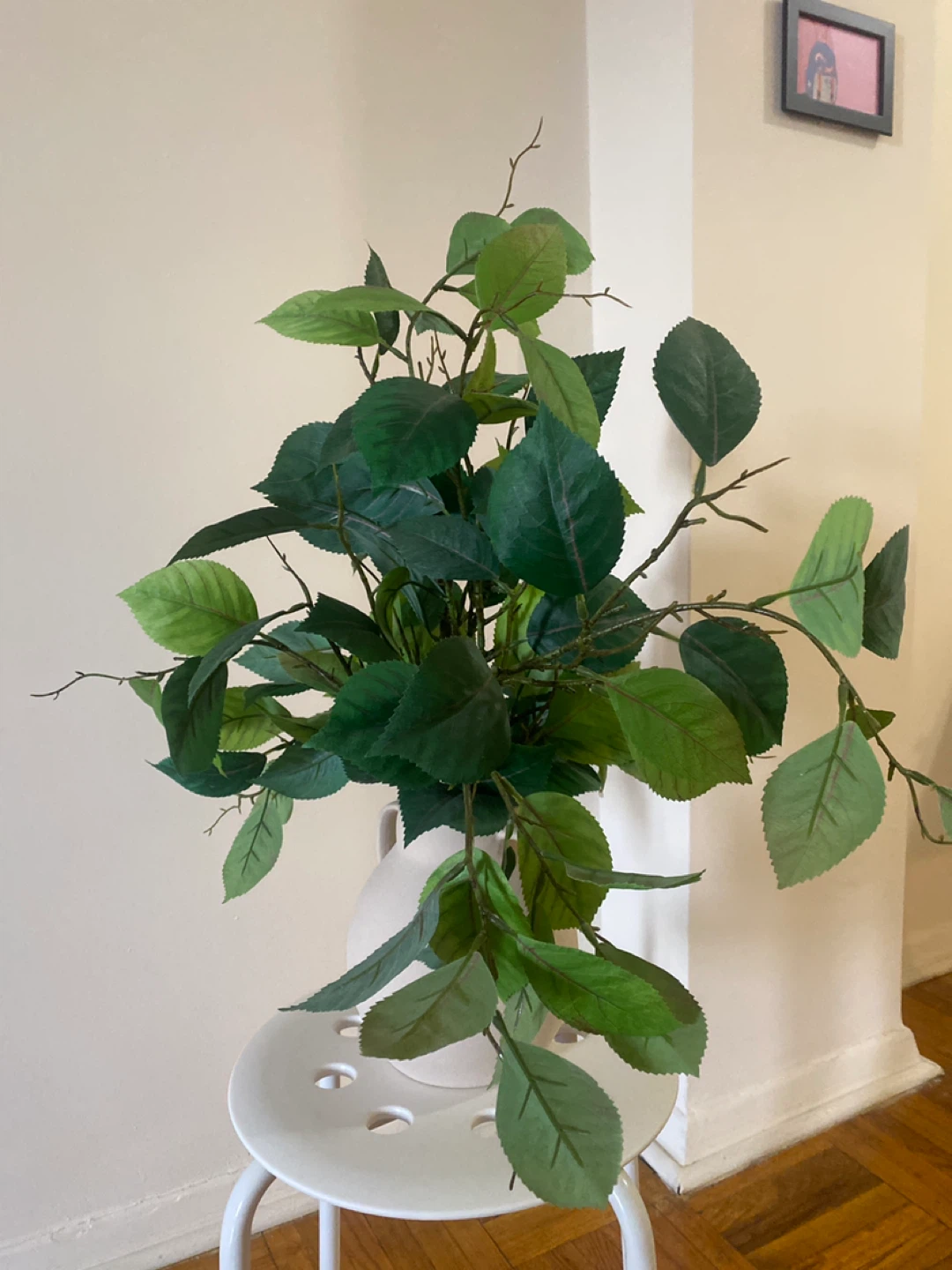 Artificial Leaf Arrangement in Ceramic Vase