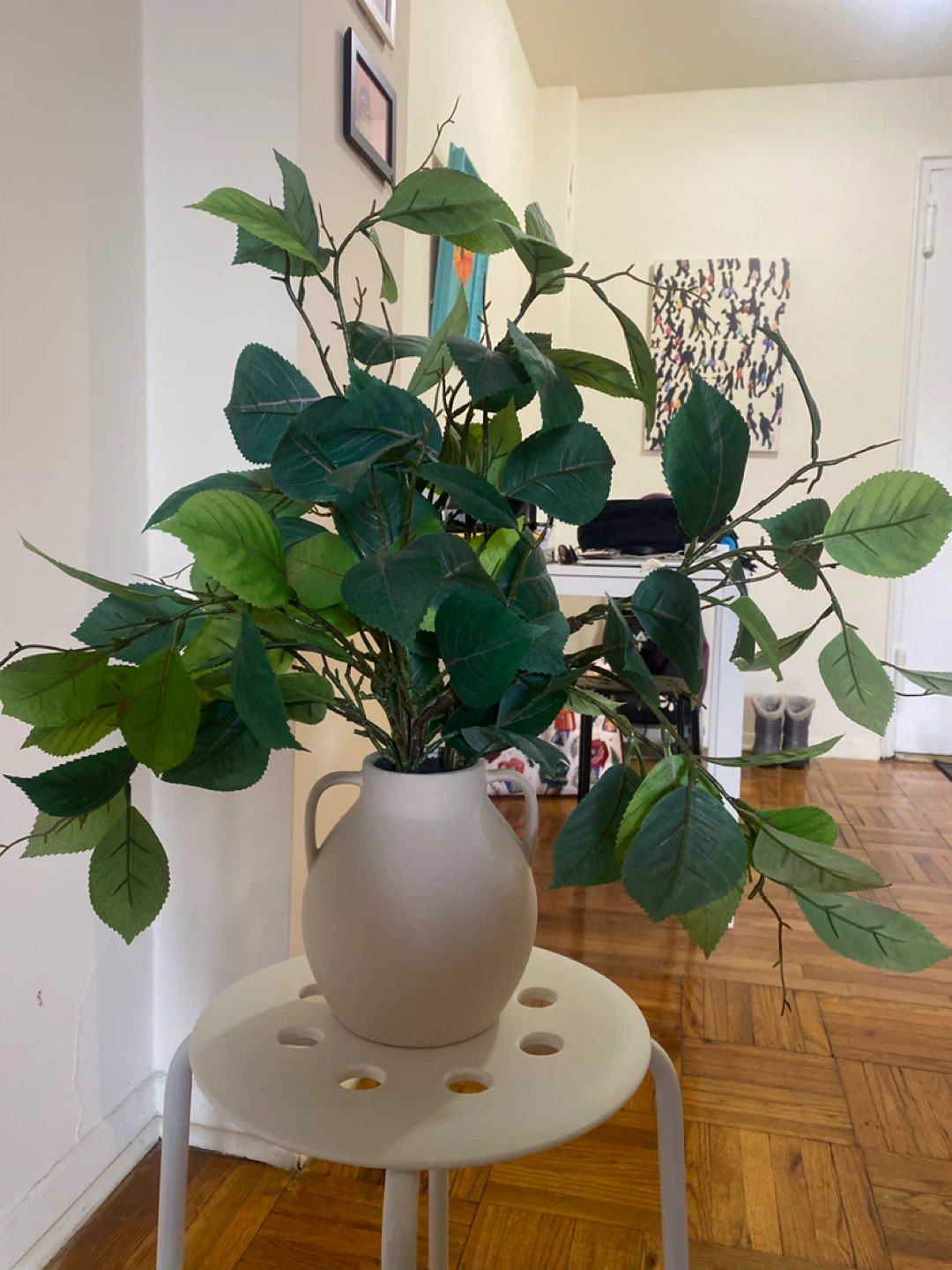 Artificial Leaf Arrangement in Ceramic Vase - photo 2
