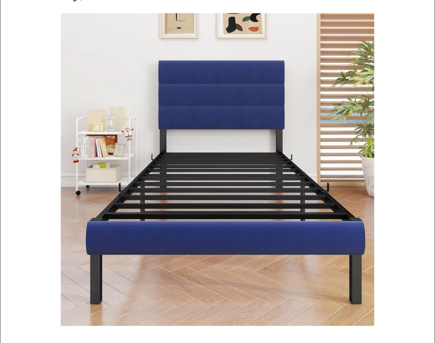 Bed Frame - Dark Blue Upholstered - photo 3