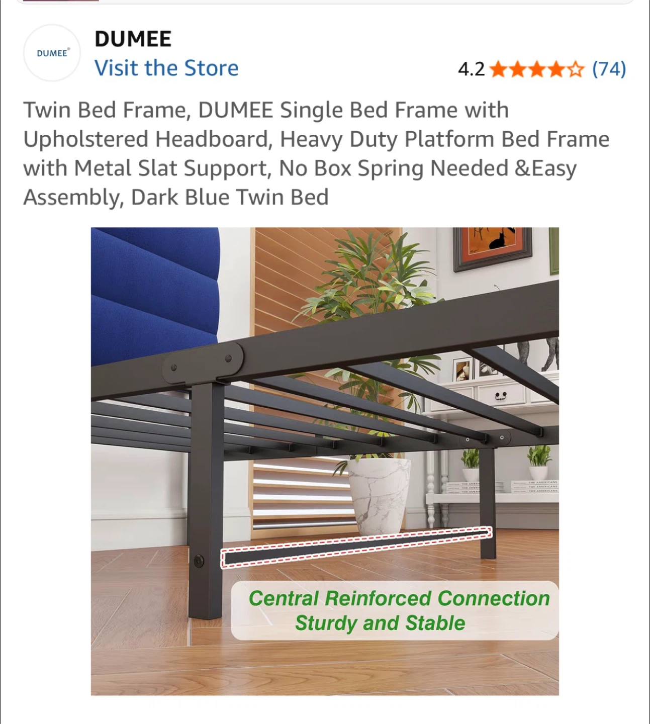 Bed Frame - Dark Blue Upholstered - photo 5