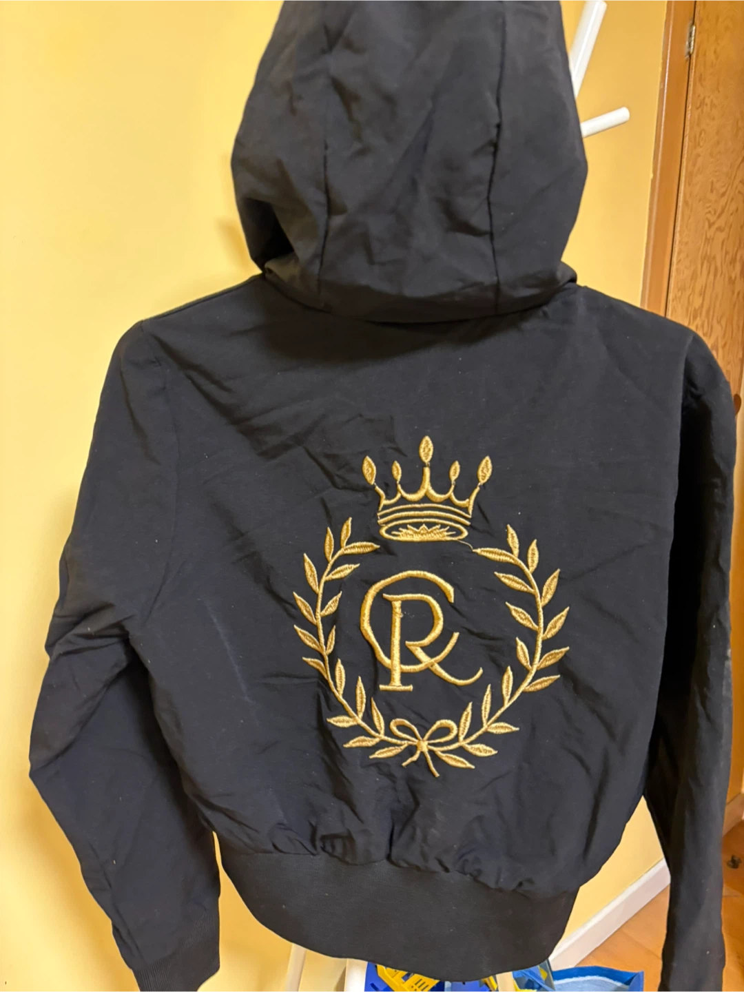 Justice Black Hooded Jacket with Gold Crown Embroidery - photo 3