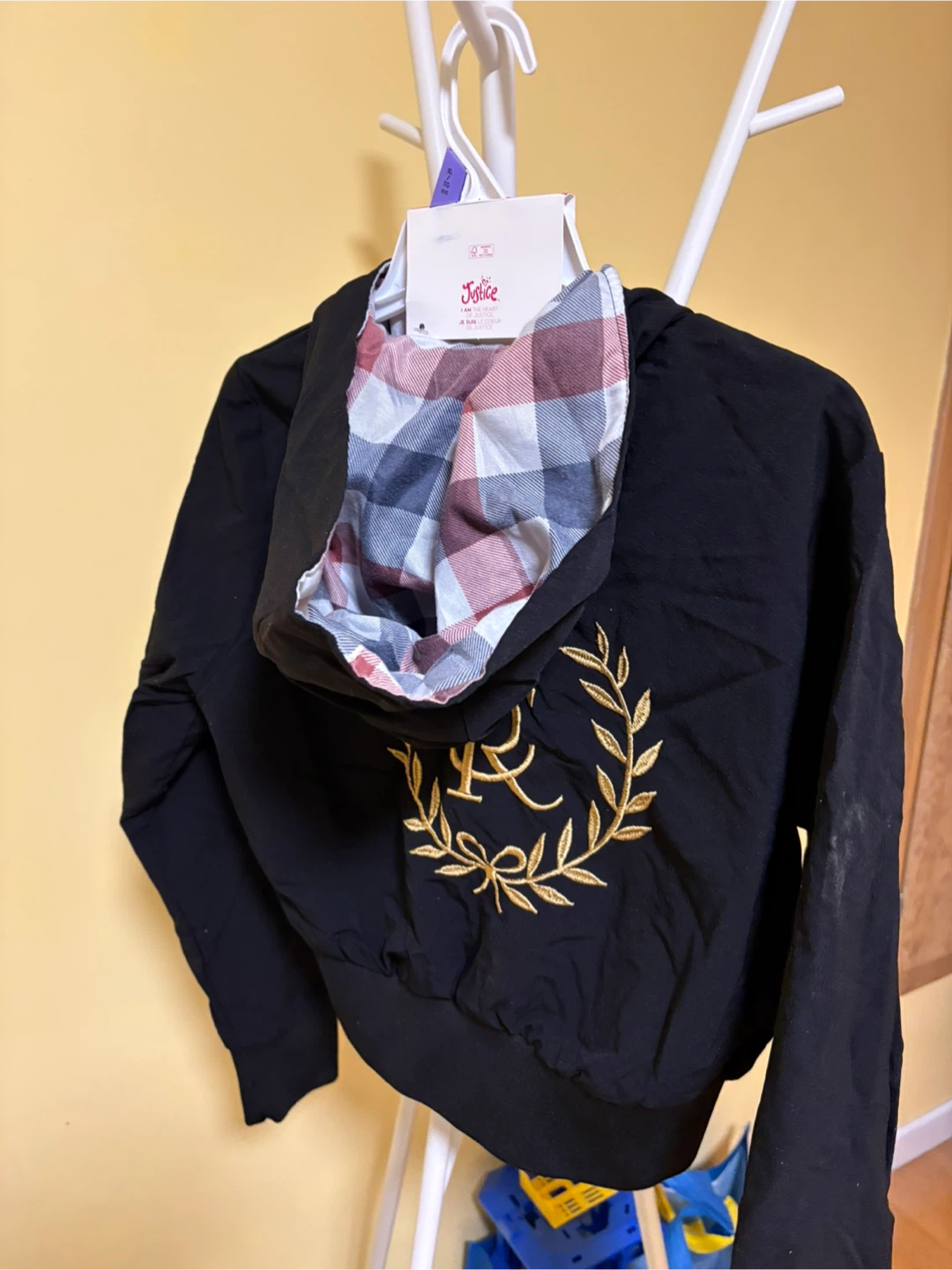 Justice Black Hooded Jacket with Gold Crown Embroidery - photo 2