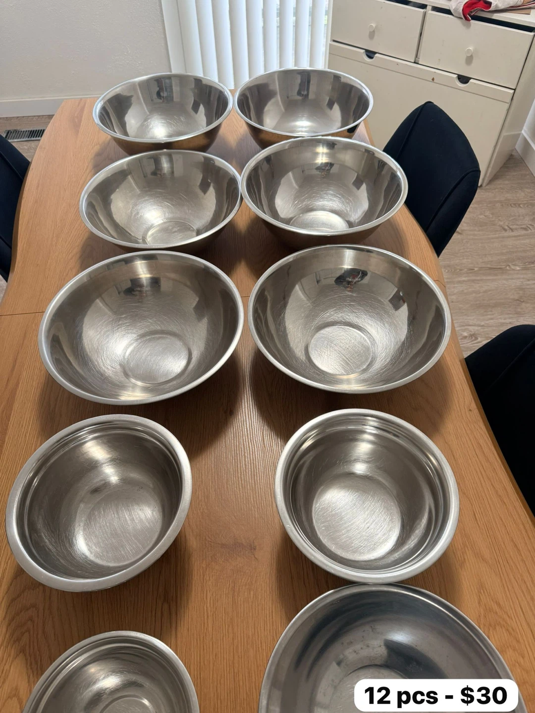 Set of 12 Stainless Steel Mixing Bowls