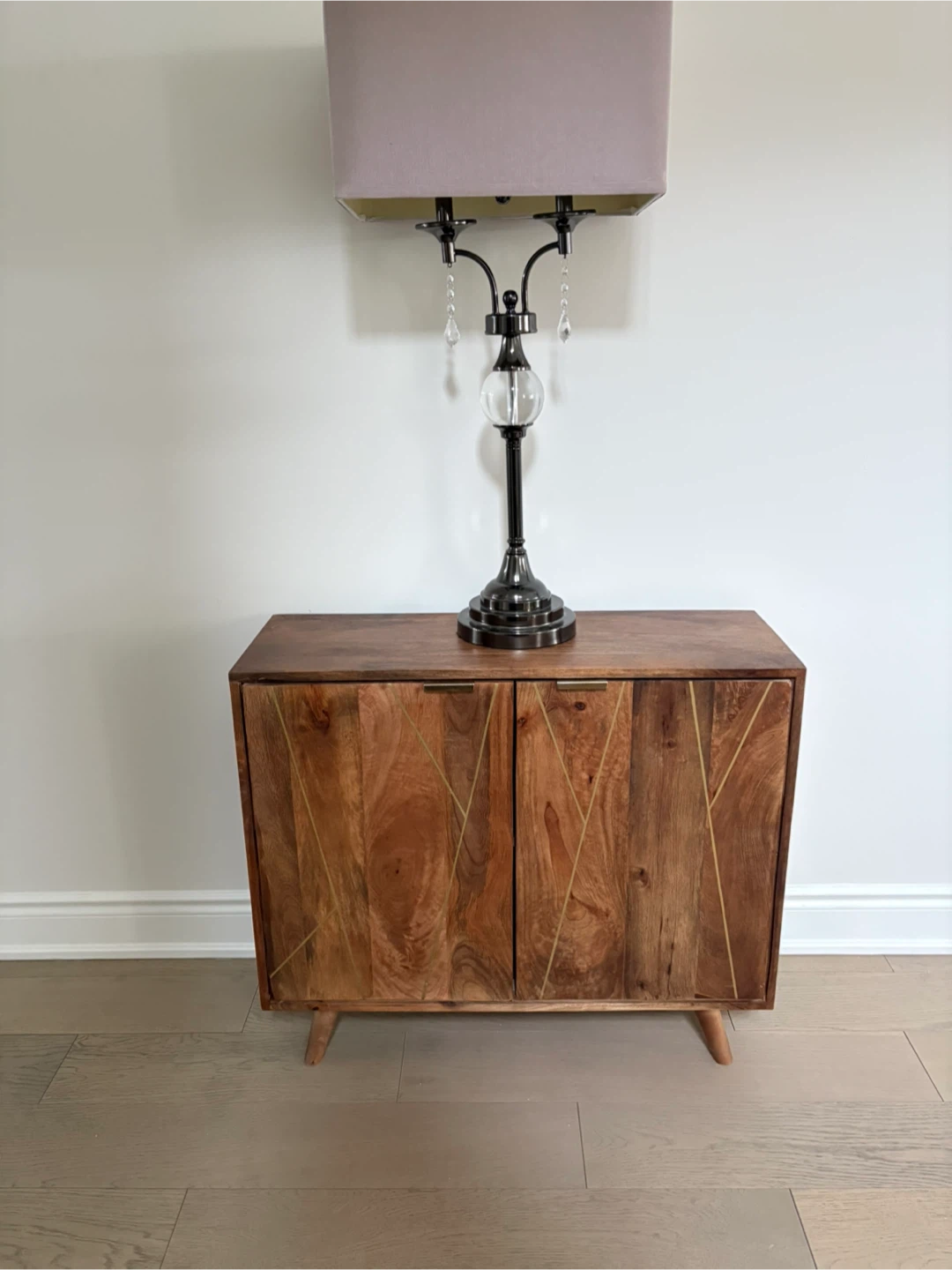 Wooden Two-Door Cabinet with Gold Accents - photo 2