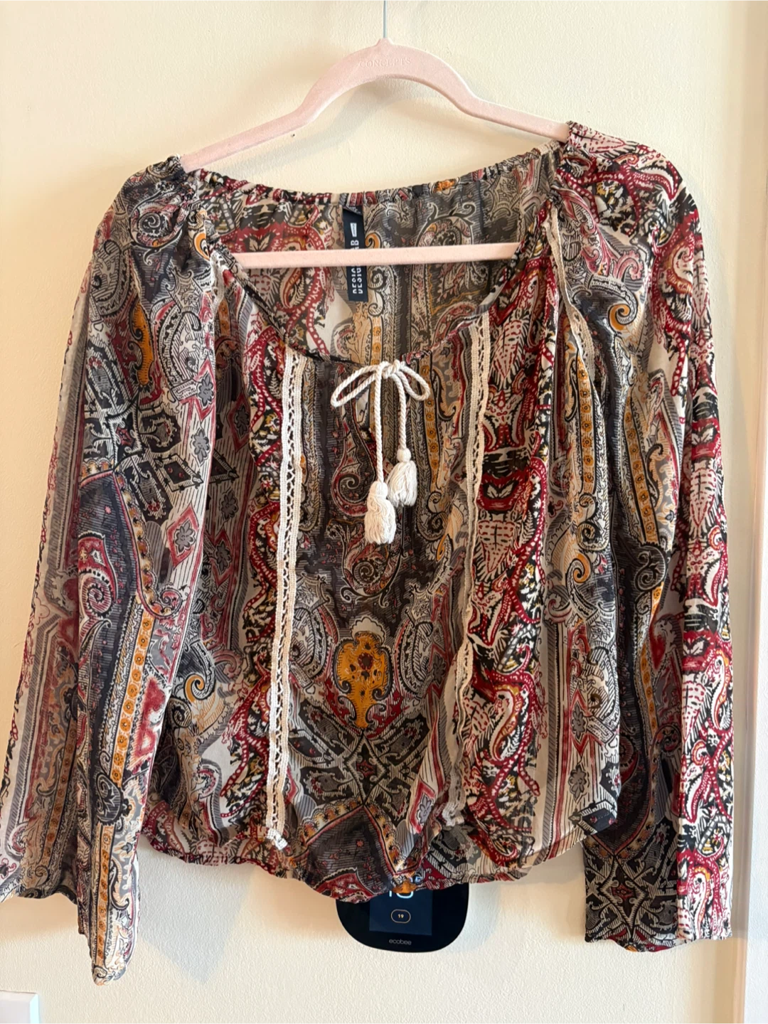 🧡Lord & Taylor Women's Sheer Paisley Print Blouse - Size M