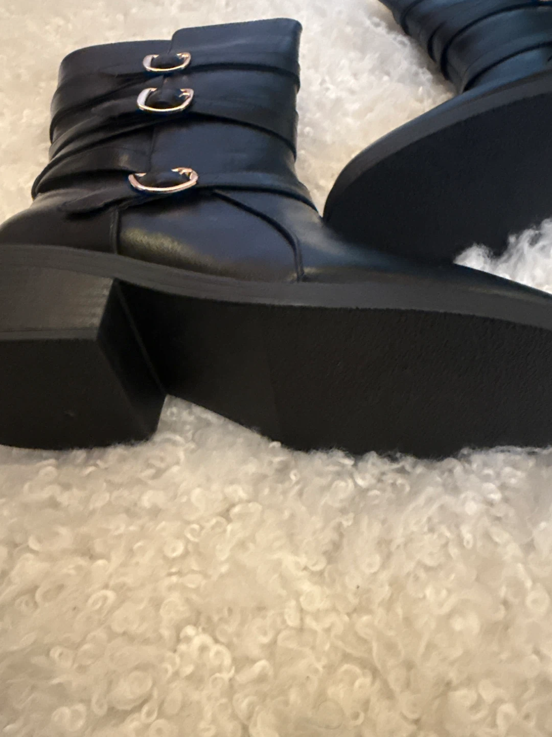 Black Buckled Mid-Calf Boots - photo 2