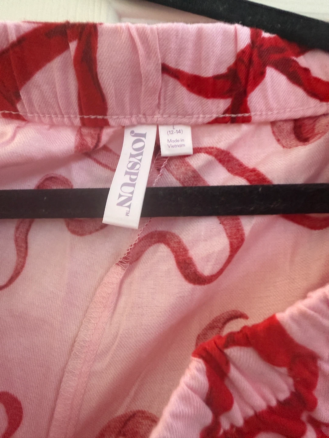 JOYSUPN Pink Red Ribbon Pajama Pants Size L (12-14) - photo 3