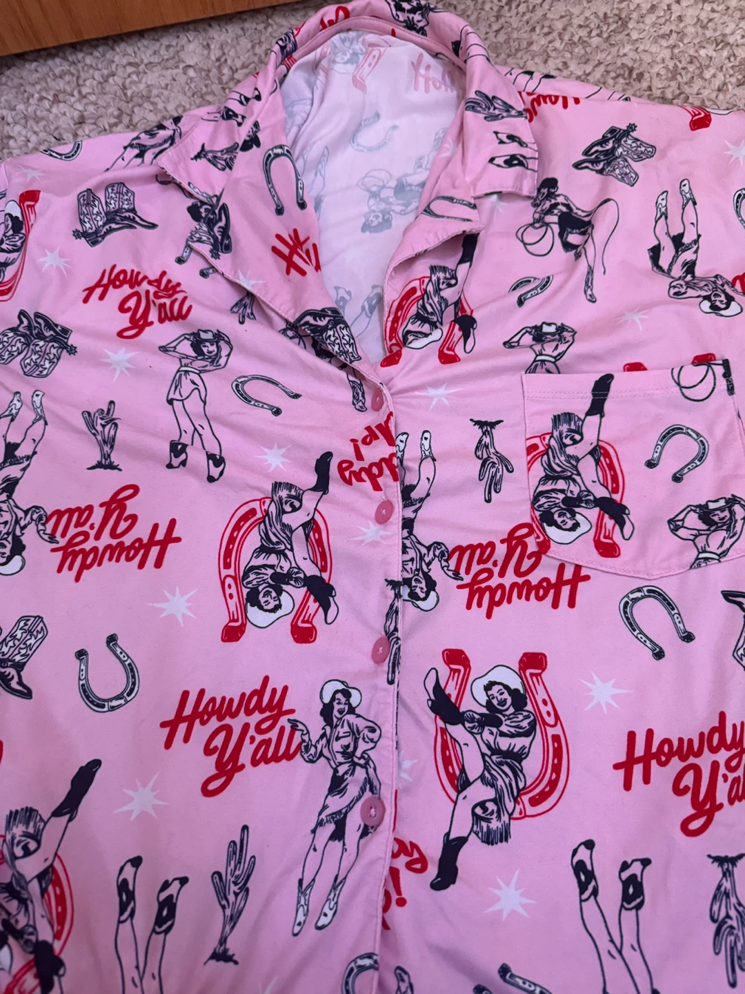 WOMENS Pink Western Pajama Set - Size M - photo 2