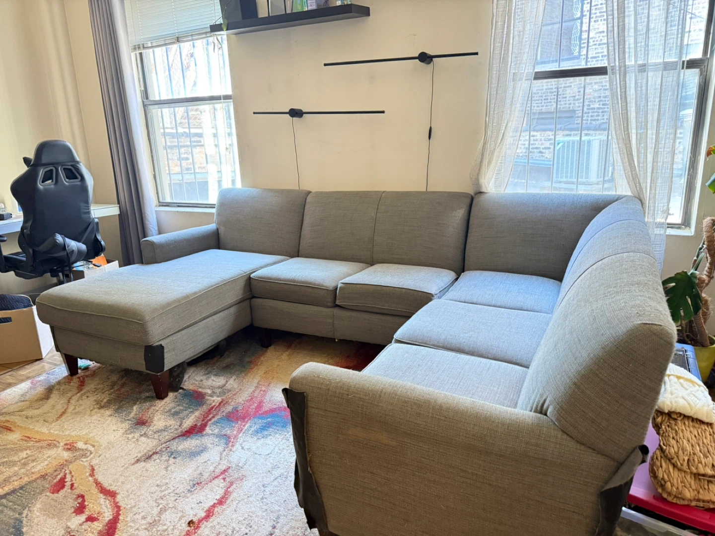 Gray Sectional Sofa with Chaise - photo 2