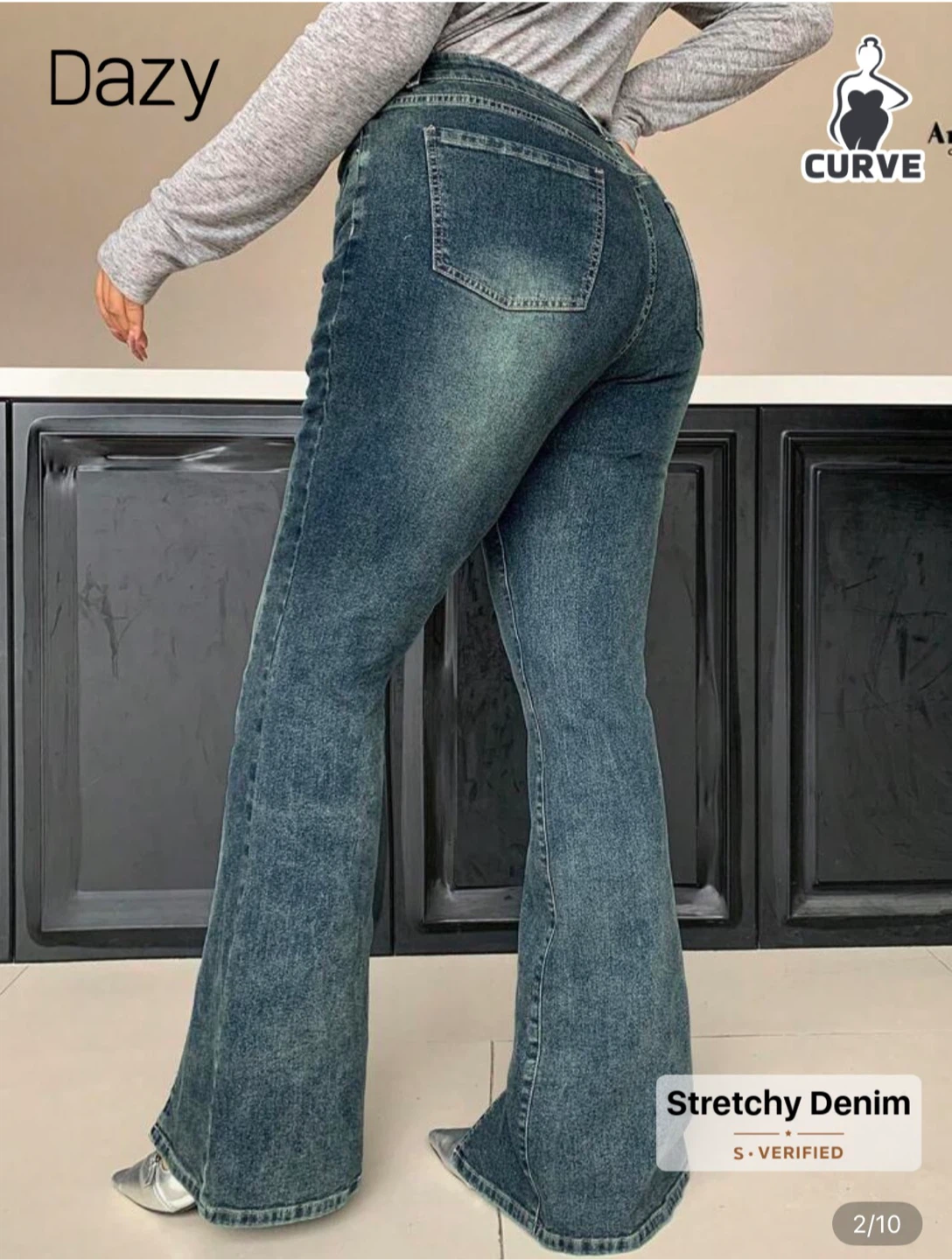 Dazy Curve Stretchy Denim Flare Jeans - photo 2