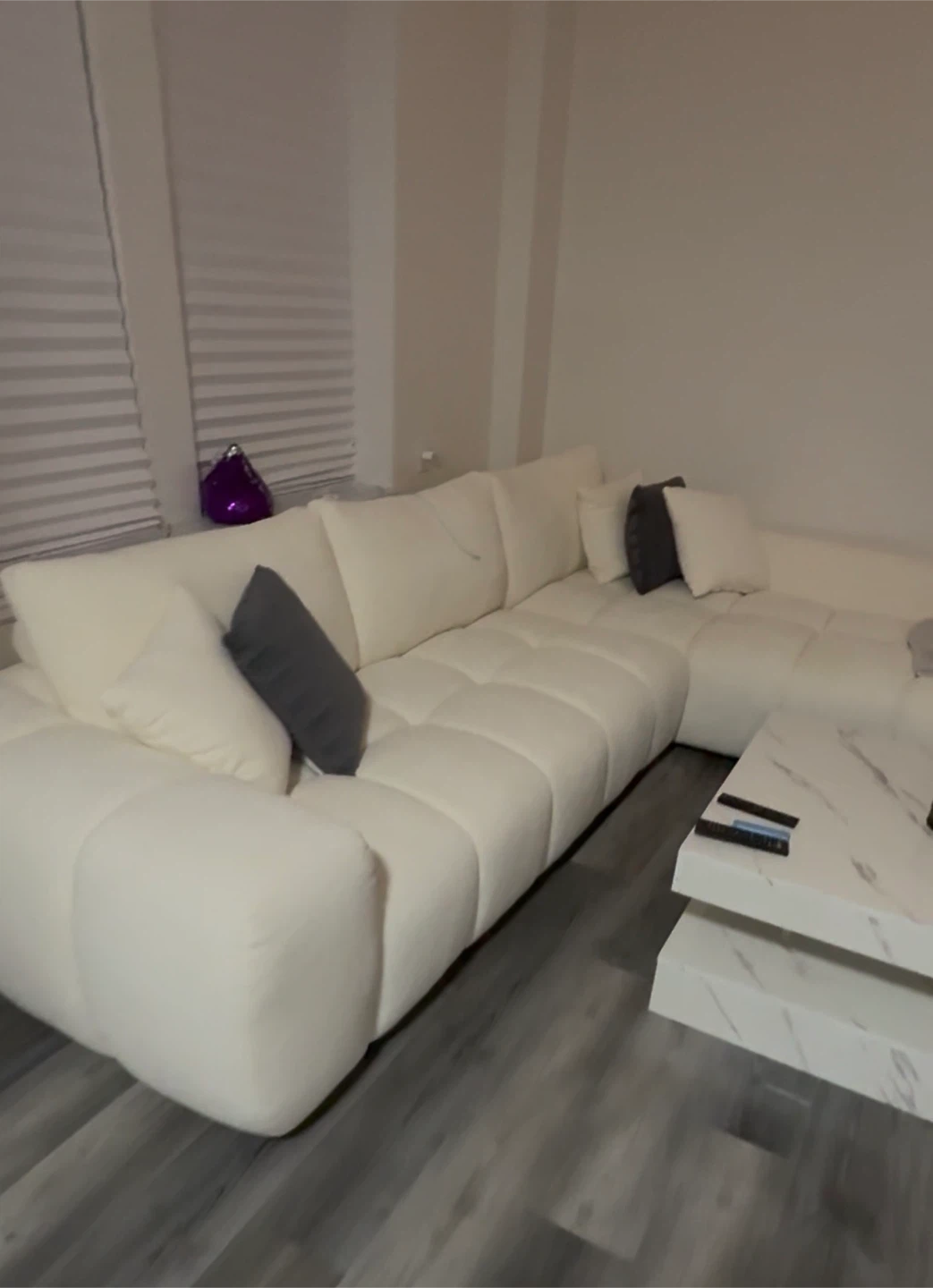 White Sectional Sofa with Pillows - photo 2