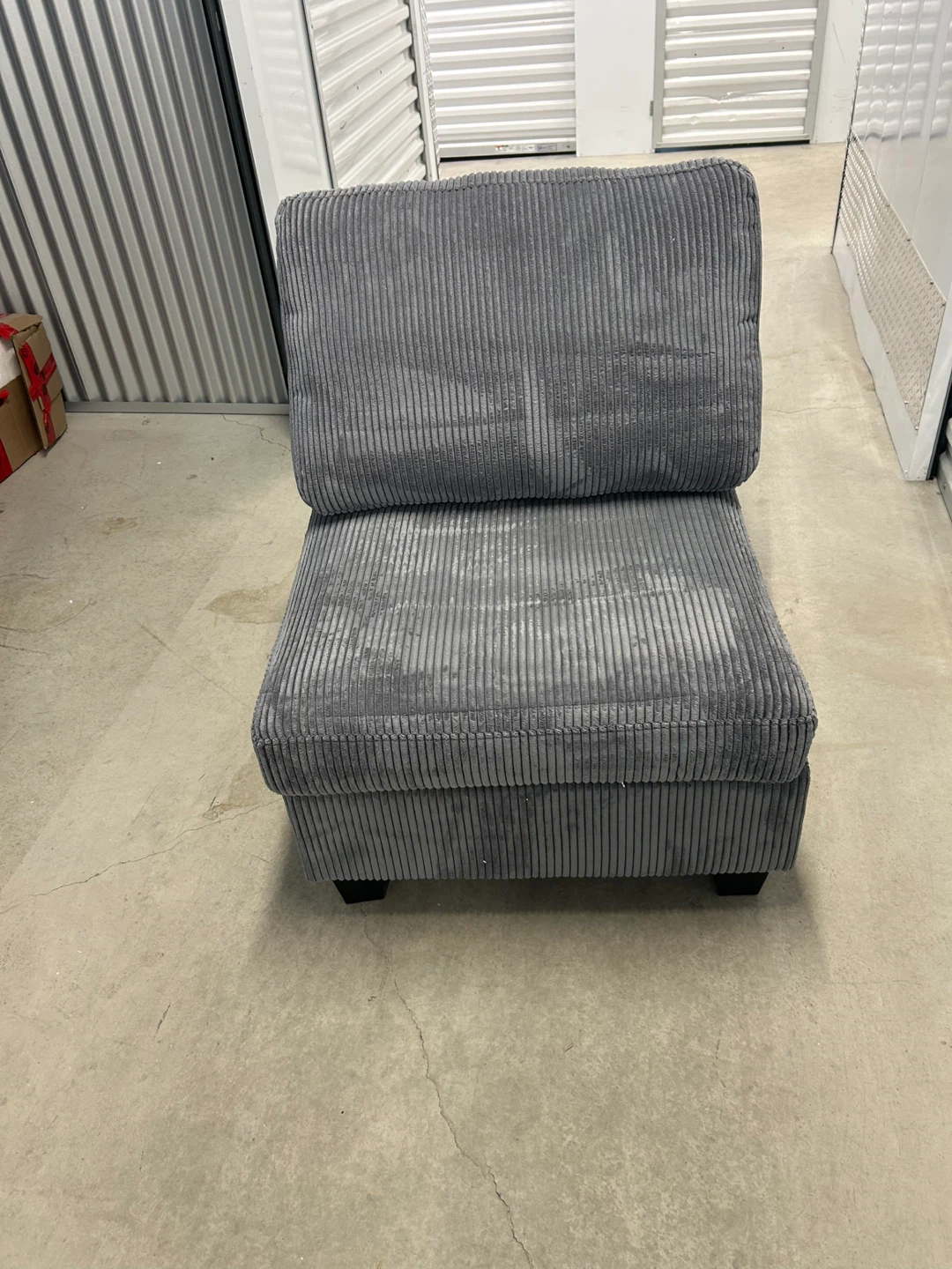 Brad New Grey Corduroy Armless Chair