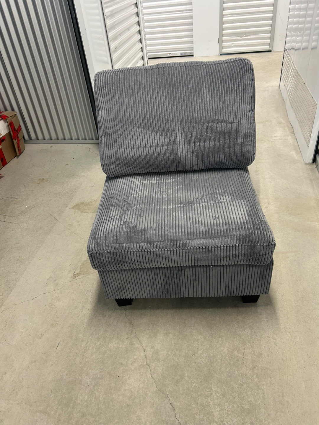 Brad New Grey Corduroy Armless Chair - photo 2