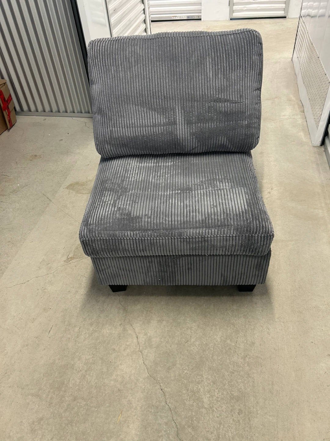 Brad New Grey Corduroy Armless Chair - photo 3