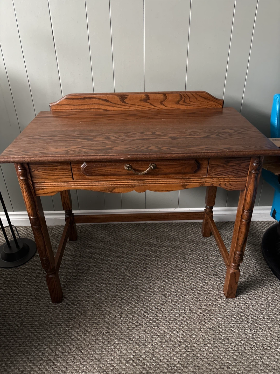 Antique Oak Writing Desk with Drawer